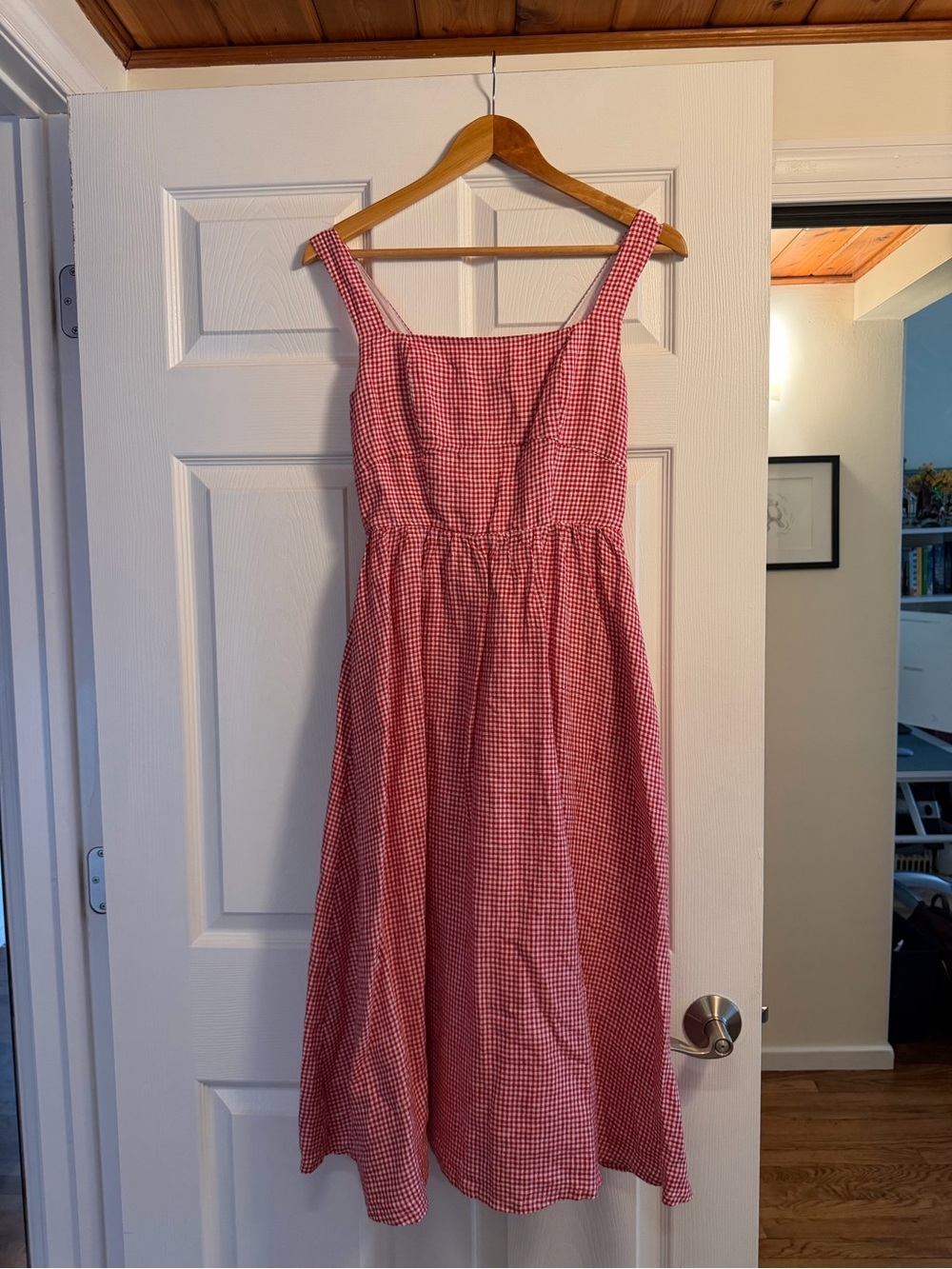 Quince Red Gingham Midi Dress